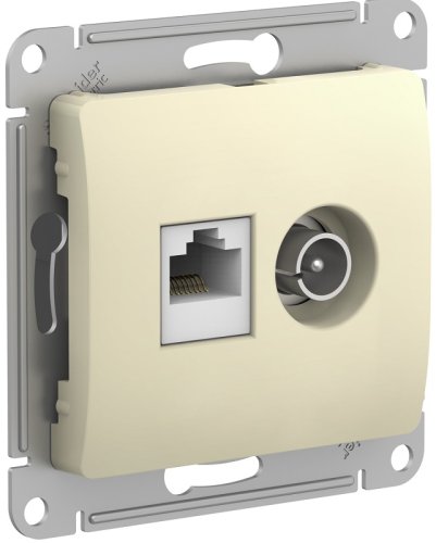 Розетка RJ45+TV Оконечная без рамки Systeme Electric Glossa 2-м. бежевый картинка